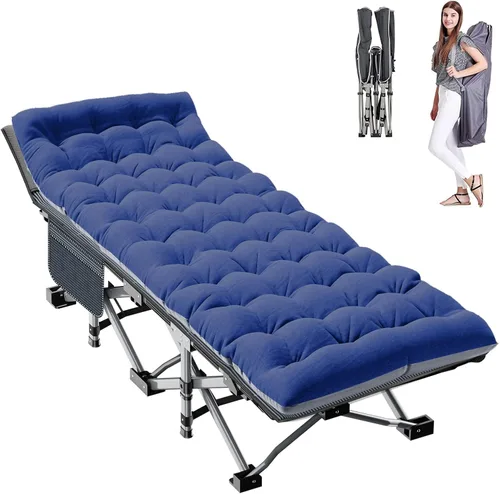 Vista 40 de ABORON Catre de campamento para adultos de 28" extra ancho, resistente 1200D Oxford para dormir, cama de campamento plegable portátil con colchoneta