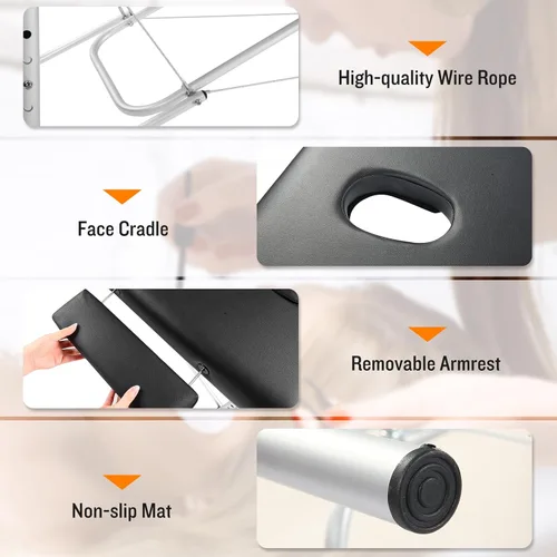 Vista 6 de Mesa de masaje portátil para pestañas de Masajeo, cama para extensiones de pestañas, mesa de masaje para esteticista, mesa de salón, cama de spa