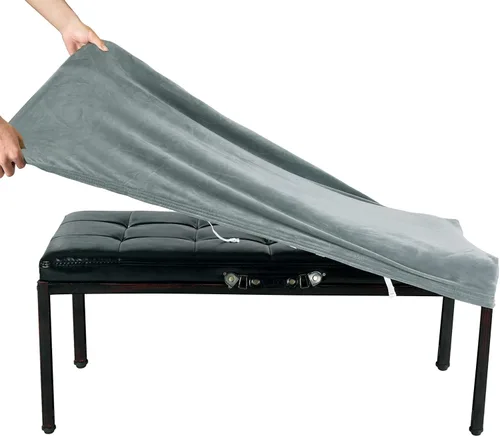 Vista 22 de SINOSSO Funda de terciopelo suave para banco de piano para 2 personas, (27.5"- 36.5") L x (12"- 16") A rectángulo elástico lavable funda protectora