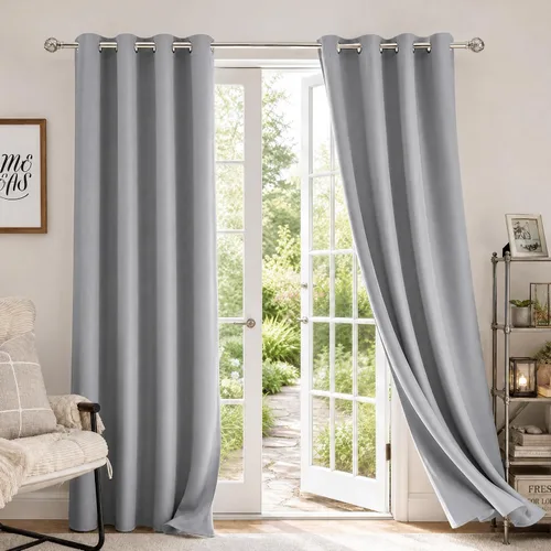 Vista 33 de HOMEIDEAS – Cortinas opacas de 52 x 84 pulgadas de largo, 2 paneles de cortinas para oscurecer la habitación, térmicas, insonorizadas, con ojales