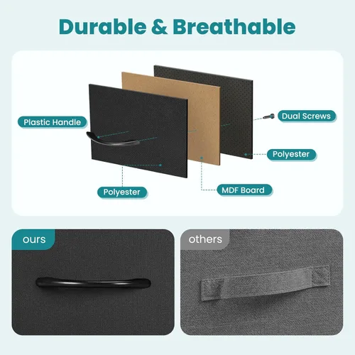 Vista 12 de OLIXIS Cómoda de 5 cajones para dormitorio, torre de almacenamiento de tela para sala de estar, entrada, marco de acero resistente, parte superior