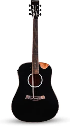 Vista 2 de Kadence Slowhand - Guitarra semiacústica jumbo (Sh04) - Madera de abeto negro de alta calidad con bolsa acolchada pesada, cable de guitarra, cejilla