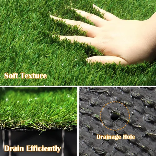 Vista 3 de Weidear Hierba artificial de 3 pies x 3 pies, alfombra de césped artificial de 1.38 pulgadas, alfombra de césped sintético de 4 tonos, césped