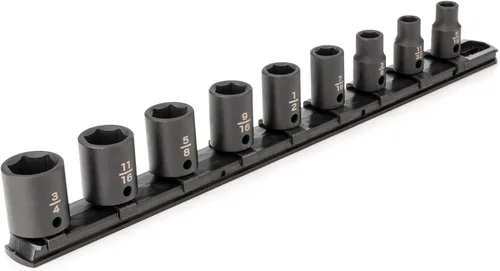 TEKTON Juego de llaves de impacto de 6 puntos con riel, 9 piezas (5/16-3/4 pulgadas) | SID91100