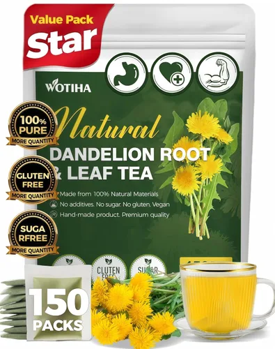Vista 6 de WOTIHA Té natural de hoja de diente de león de 4.4 onzas – Corte y tamizado de hojas sueltas premium – Apoya la función hepática saludable