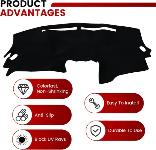 Vista 3 de Hex Autoparts Alfombrilla de repuesto para salpicadero para Nissan Altima 2007 2008 2009 2010 2011 2012 (negro)