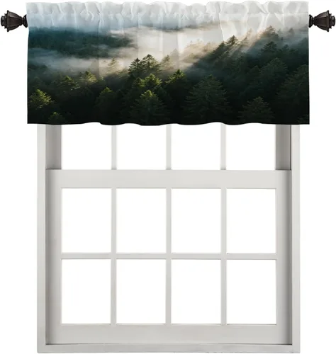 Vista 146 de Cortinas opacas de mármol abstracto blanco y gris para ventanas, cenefas opacas de poliéster multicapa para cocina, paquete de 2 unidades, 26 x 24