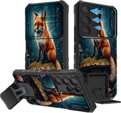 Vista 8 de Funda para Samsung Galaxy A13 5G/4G/A04S, Galaxy A13 5G con cubierta de cámara deslizante, funda de doble capa integrada con función atril