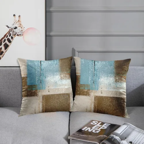 Vista 3 de Britimes Fundas de almohada modernas para decoración del hogar, 16 x 16 pulgadas, juego de 2 fundas de almohada decorativas, fundas de almohada