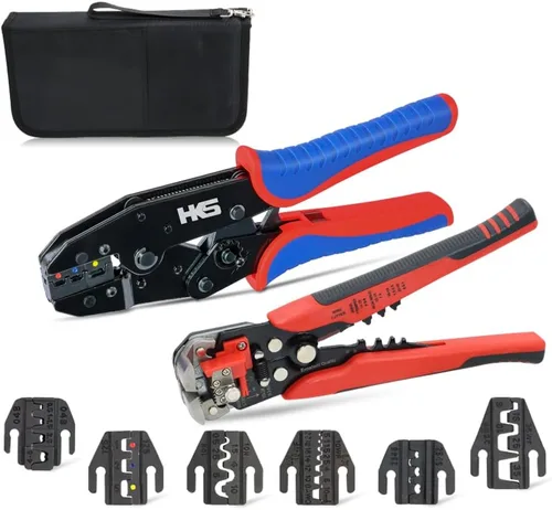 Vista 16 de HKS Herramienta de Engaste para Manguitos, Terminales de Virola y Extremo de Cable de Pin - Engastadoras de Cables con Trinquete - AWG 3-1/0