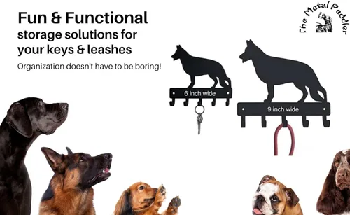 Vista 8 de Llavero de pared de pastor alemán #1, pequeño de 6 pulgadas de ancho con 5 ganchos, fabricado en Estados Unidos