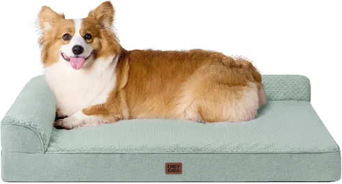 Vista 90 de EHEYCIGA Cama ortopédica para perros de tamaño mediano, cama de espuma viscoelástica para perros con funda extraíble lavable, sofá impermeable