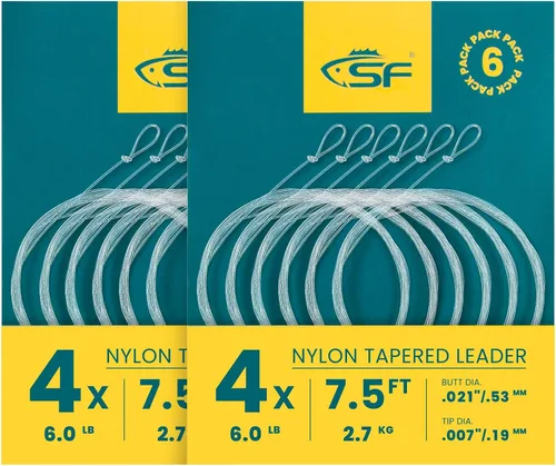 Vista 33 de SF Líder Cónico Pre-Atado con Lazo para Pesca con Mosca de Nailon Transparente para Trucha de Agua Dulce y Salada Bonefish Permit Lubina Salmón