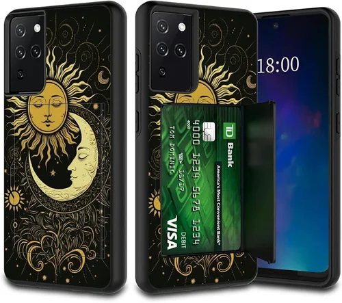Vista 18 de Funda tipo cartera negra con diseño de gato y luna para Samsung Galaxy S21 Ultra (6.8"), Galaxy S30 Ultra Wallet Funda para teléfono, tarjetero