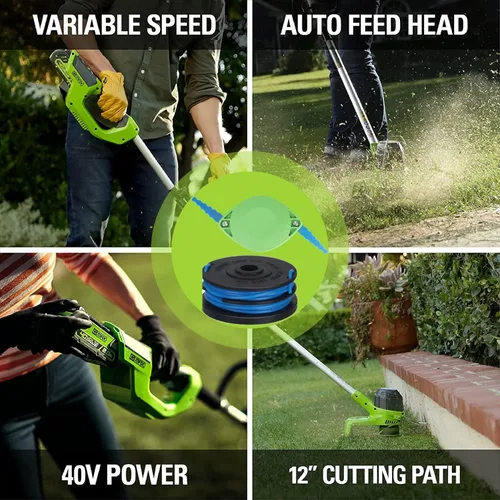 Vista 6 de 29242 29082 - Carrete de repuesto para recortadora y cuchillas de cabeza compatibles con Greenworks 24V 40V 21052 29272 y 21212 de doble línea