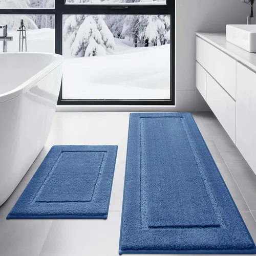 Vista 47 de Alfombras de baño de 24 x 17 pulgadas, microfibra extra suave y absorbente, parte trasera antideslizante, secado rápido, lavable a máquina, tapetes