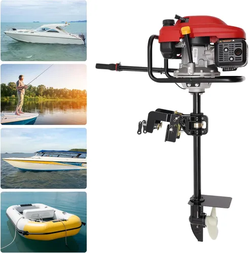 Vista 3 de Motor fuera de borda de 4 tiempos, motor fuera de borda profesional de 3.5 KW 200 CC, motor de lancha de pesca inflable resistente, con sistema CDI