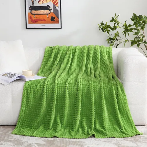 Vista 2 de Puncuntex - Manta de franela y vellón, supersuave, mullida y acogedora, con diseño de cuadrícula cuadrada, de lujo, para sofá, sillón, silla