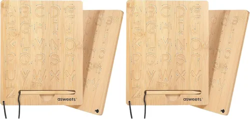 Vista 8 de Asweets Montessori - Tabla de trazado del alfabeto de madera, tablero de práctica de letras de madera, tableros de doble cara para niños pequeños