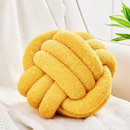 Vista 16 de Uvvyui Bola de almohada de nudo, almohadas decorativas suaves para el hogar, almohada decorativa redonda, almohada de felpa anudada hecha a mano