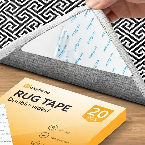 Vista 9 de Daisyhome 8 cintas adhesivas para alfombras, agarre de almohadilla para suelos de madera dura, cinta adhesiva de doble cara, agarres antideslizantes