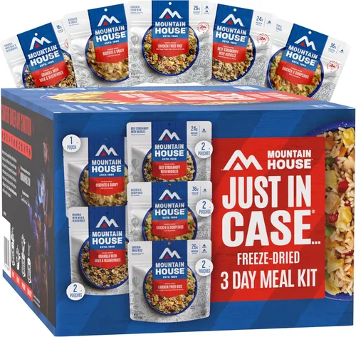 Mountain House Emergency Meal Assortment Kits, Freeze-Dried Survival Food Kit for Disaster Preparedness & Long-Term Storage, 30-Year Shelf Life