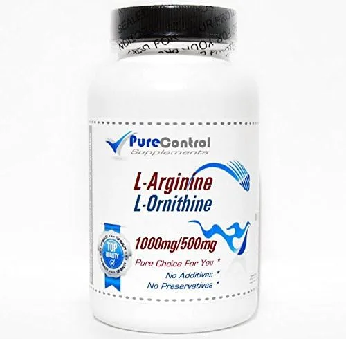 L-Arginina y L-Ornitina 1000mg/500mg // 100 Cápsulas // Puro // por PureControl Supplements.