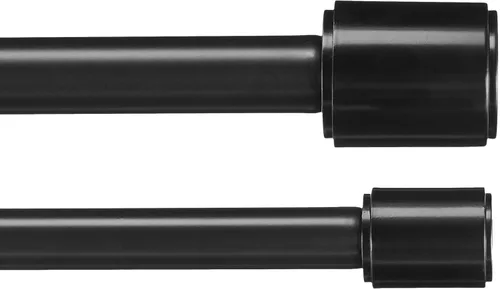 Amazon Basics Barras de cortina dobles ajustables de 1 pulgada para ventanas, remates de tapón, 72 a 144 pulgadas, color negro