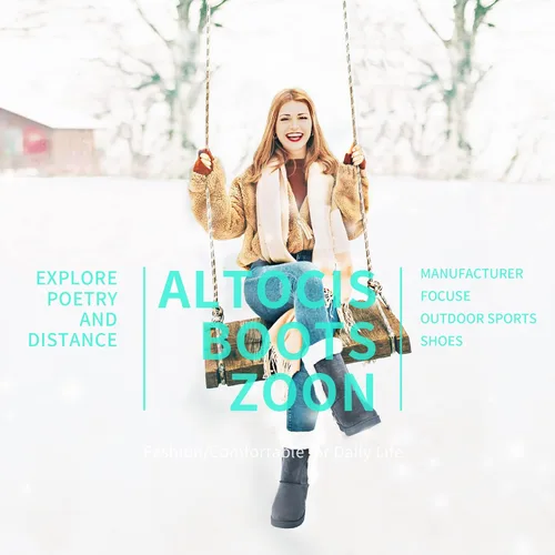 Vista 2 de ALTOCIS Botas de nieve de invierno con forro de piel para mujer botas cortas de media pantorrilla botas de moda con botón de resina artística botas