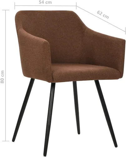 Vista 2 de Dining Chair Set of 2, Brown Fabric Upholstered, Ergonomic Kitchen Seating, Modern Metal Frame, Comfortable for Dining Room