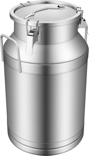 Vista 13 de Lata de leche de acero inoxidable de 12L/3.16 galones, jarra de leche resistente, cubo de leche con tapa, barril de fermentación comercial