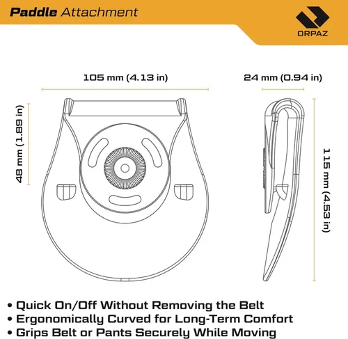 Vista 7 de Orpaz Funda de rodamiento de luz T40, funda ajustable y modular con linterna que se adapta a la mayoría de pistolas y la mayoría de luces, láser