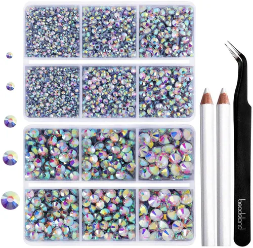 Vista 8 de 6736 piezas de diamantes de imitación termoadhesivos con parte trasera plana, diamantes de imitación morados para manualidades y ropa mezclados en 5