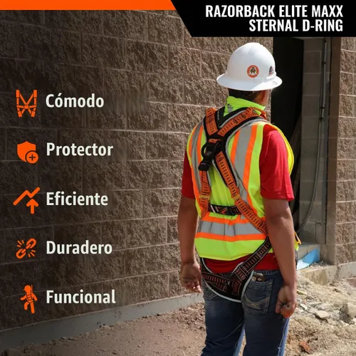 Vista 2 de Malta Dynamics Razorback Elite MAXX - Arnés de seguridad y kit de protección contra caídas con cinturón lumbar cosido y asas de rescate integradas