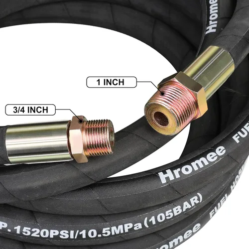 Vista 3 de Hromee Manguera de transferencia de combustible, manguera de bomba de 3/4 pulgadas x 20 pies con accesorios de extremo macho de 3/4 y 1 pulgada