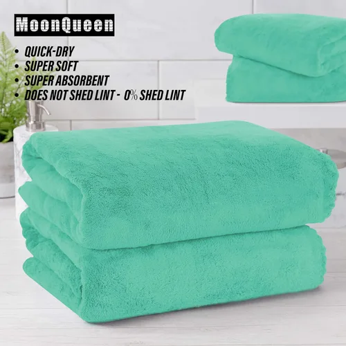 Vista 6 de MOONQUEEN Juego de 6 toallas de baño premium - Secado rápido - Toallas de microfibra de terciopelo coral altamente absorbentes - Uso multipropósito