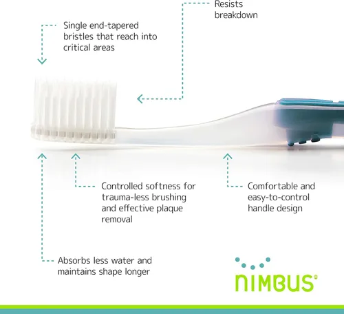 Vista 3 de NIMBUS Cepillos de dientes extra suaves (cabeza compacta), cerdas cónicas de diseño periodoncista para dientes sensibles y encías retraídas, cepillo