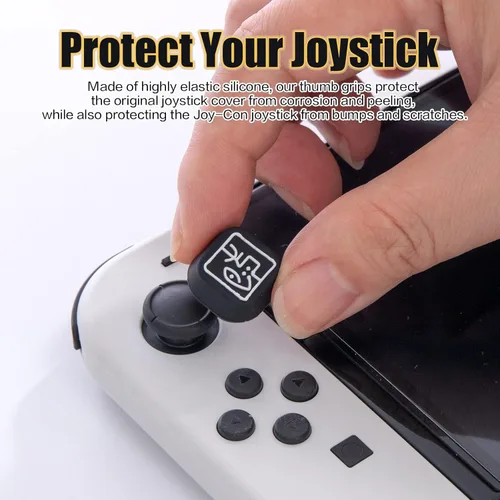 Vista 4 de Switch Button Caps, Switch OLED Thumb Grip Caps, Joystick Caps for Switch lite - Black and White (4 Packs)
