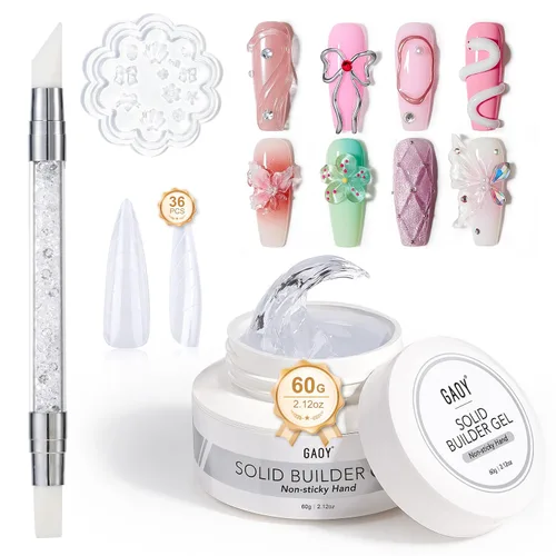GAOY Gel constructor sólido para uñas de 60g, gel duro no pegajoso para manos de 3D esculpido para tallado artístico, modelado y extensión,