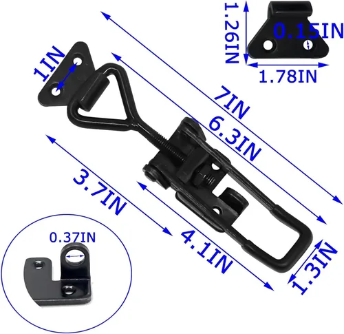 Vista 3 de Paquete de 4 abrazaderas de cierre de palanca resistentes, 1320 libras 4003 abrazaderas de palanca estilo pestillo con gancho de bloqueo, pestillo