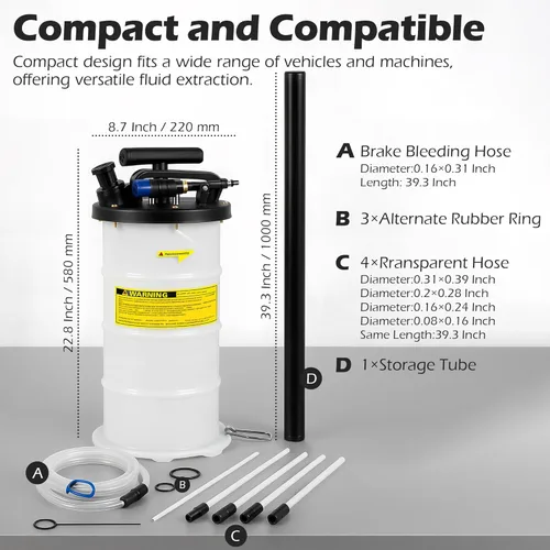 Vista 3 de RQG Extractor de líquido automotriz de 6.5L, bomba extractora de aceite neumática/manual, Extractor de bomba de vacío de aceite para cambio