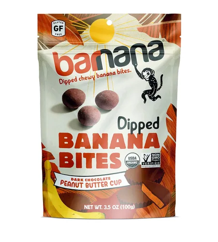 Vista 23 de Barnana - Bocaditos de plátano de coco masticables orgánicos, golosina deshidratada saludable, aperitivo de plátano y coco masticable, hecho