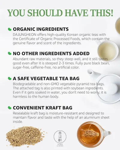 Vista 5 de DAJUNGHEON Té de cebada orgánico (1.0 oz)0.05 oz x 20 bolsas de té, té de hierbas coreano auténtico de primera calidad, caliente, frío, sin cafeína