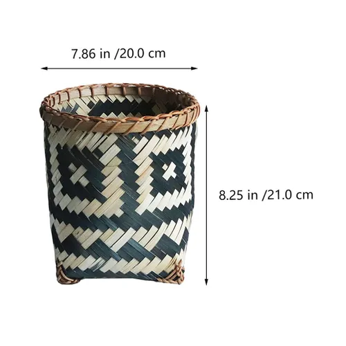 Vista 3 de LIFKOME Cesta de picnic tejida de ratán para almacenamiento, cesta de basura de mimbre hecha a mano, cesta de basura tejida, cesta redonda