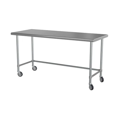 Vista 17 de Mesa de trabajo de base abierta de acero inoxidable 430 de calibre 18 de 24 x 30 pulgadas para cocina comercial, restaurante, cafetería