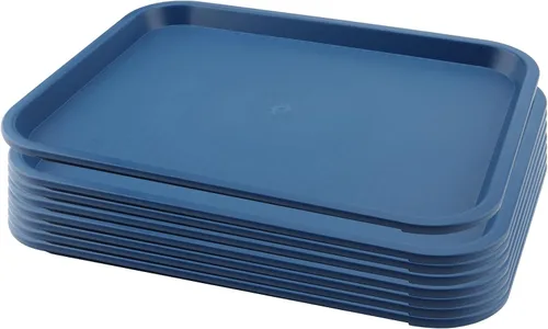 Vista 14 de Paquete de 5 bandejas azules de comida rápida de 14 x 10 pulgadas, bandejas rectangulares grandes para servir restaurante, bandejas de plástico