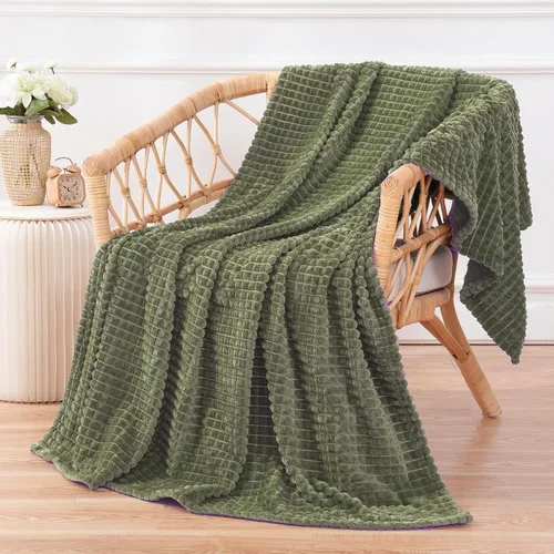 Vista 31 de Puncuntex - Manta de franela y vellón, supersuave, mullida y acogedora, con diseño de cuadrícula cuadrada, de lujo, para sofá, sillón, silla