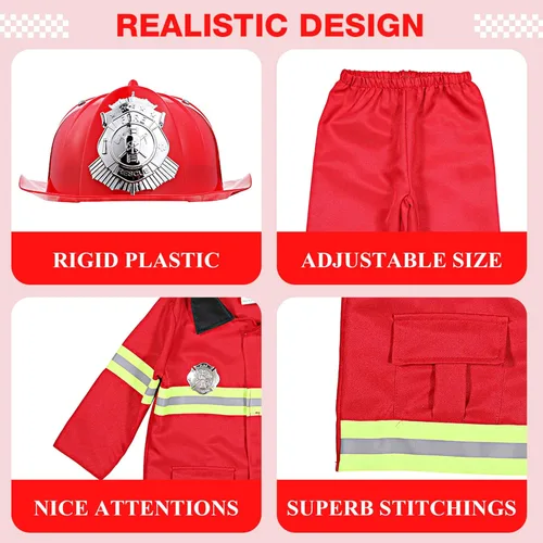Vista 2 de Disfraz de bombero para niños, jefe de bomberos, cosplay, juguetes de juego de rol
