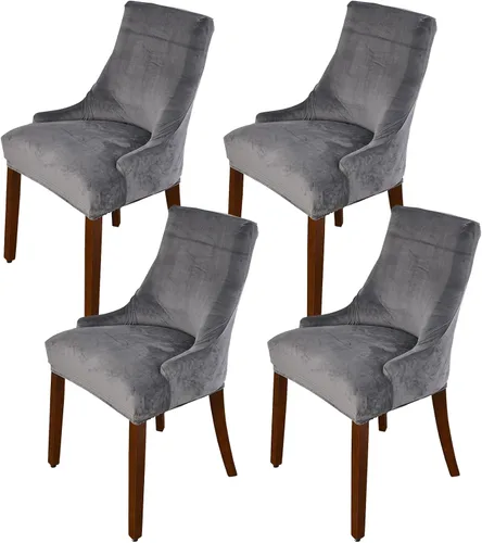 Vista 20 de MIFXIN Funda de terciopelo para silla lateral, elástica, lavable, inclinada, protector de asiento para comedor, banquete, decoración de fiesta