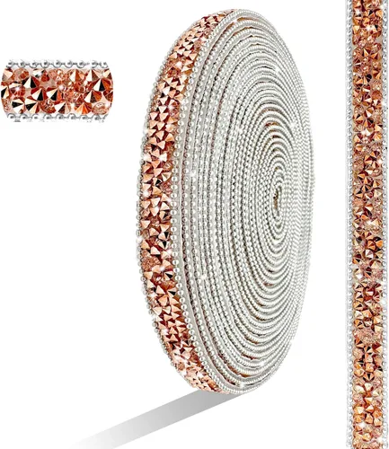 Vista 12 de Cinta de Diamantes de Imitación de Resina AB Autoadhesiva de 6 Yardas, Tiras de Cristal, Cinta Brillante de Diamantes de Imitación de Resina